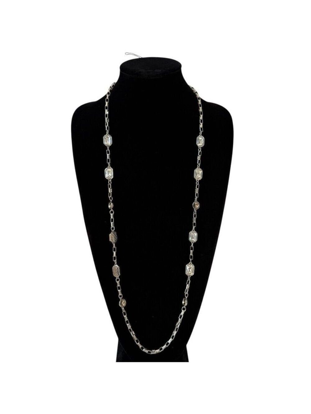 WHITE HOUSE BLACK MARKET Silver & Crystal Glam | Sparkle Station Necklace | NWT